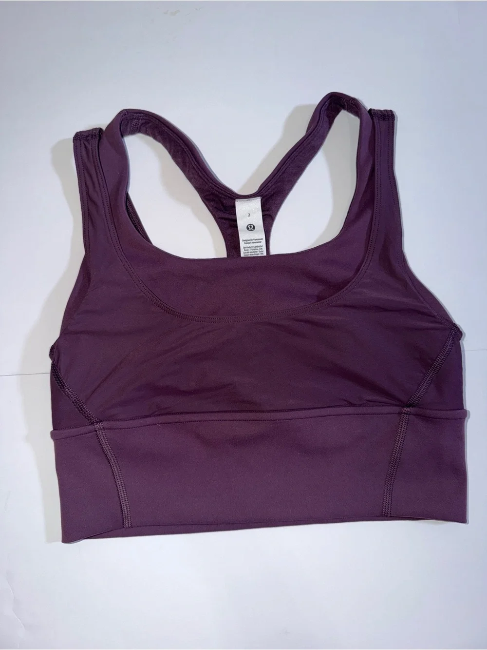 Lululemon Plum Racerback Sports Bra Size 2 NEW